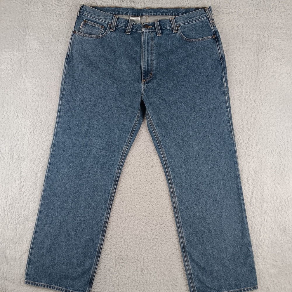 Carhartt Mens Loose Fit Denim Jeans 44x32 Blue Medium Wash 100066-484 Workwear